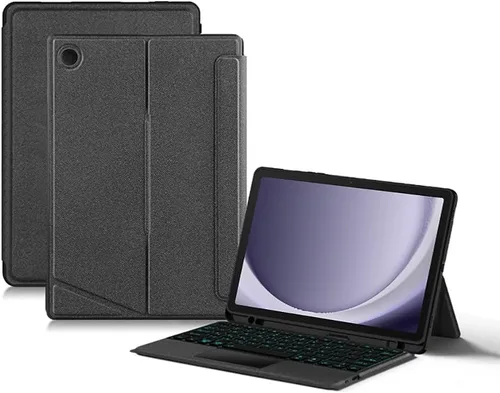 Vista 12 de Funda de teclado para Samsung Galaxy Tab S6 Lite de 10.4 pulgadas 2024/2022/2020 con panel táctil, retroiluminación inteligente de 7 colores, funda