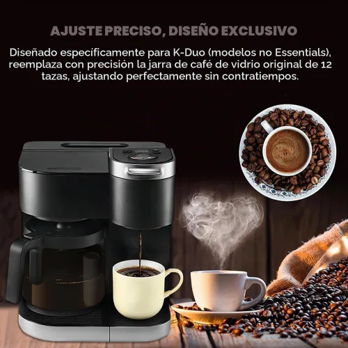 Vista 6 de 12 tazas de cafetera de vidrio de repuesto para Keuri-g K-Du o (no modelo Essential), jarra de repuesto para cafetera, mango ergonómico cómodo