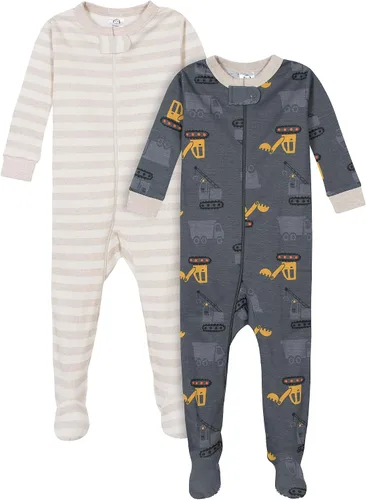 Vista 9 de Gerber Baby Boys 2-Pack Footed Pajamas Oso Verde Rayas Blancas