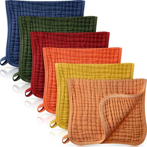 Vista 8 de Irenare - Paquete de 6 paños de muselina para eructos, trapos de algodón para bebé, varios colores Colores surtidos