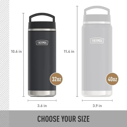 Vista 5 de THERMOS ICON SERIES - Botella de agua de acero inoxidable con tapa superior de rosca, 32 onzas, granito, botella de agua aislada con tapa Granite