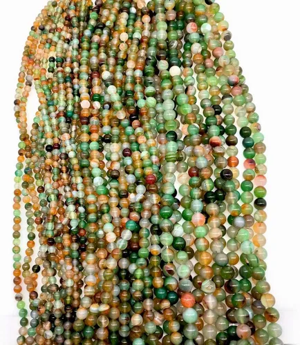 Vista 5 de Cuentas de ágata de pavo real natural de 0.236 in, cuentas redondas lisas de materiales de bricolaje, pulsera, collar, aretes, fabricación de joyas
