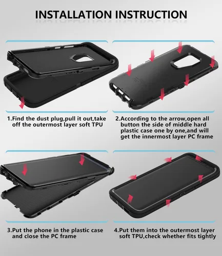 Vista 6 de Funda protectora a prueba de golpes para Samsung Galaxy S9 Plus, 6.2 pulgadas (negro)