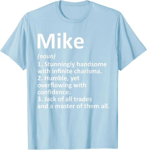 Vista 79 de MIKE Definition - Camiseta divertida para regalo de cumpleaños con nombre personalizado, Negro, S
