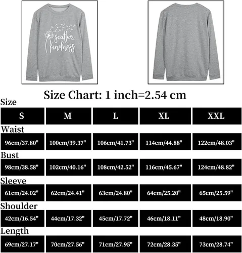 Vista 6 de KIDDAD Sudadera de diente de león para mujer, diseño gráfico Scatter Kindness, camiseta casual de manga larga