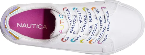 Vista 5 de Nautica Zapatos de moda para niñas, tenis bajos con cordones para niños grandes, niños pequeños y niños pequeños (tacón regularsuela de plataforma)