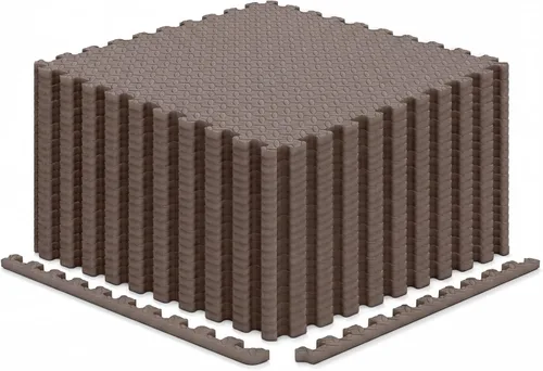 Vista 17 de Tangkula Alfombrillas de ejercicio de 12 azulejos con borde, tapetes protectores de espuma EVA antideslizantes, tapetes elásticos de juego