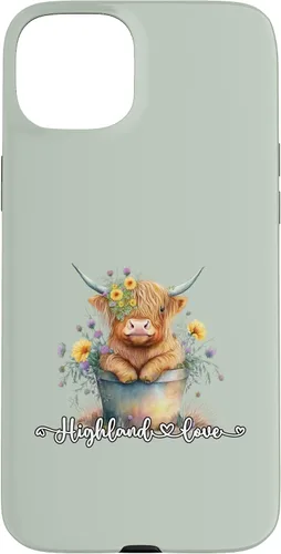 Vista 9 de Lindo bebé Highland vaca ternero amor primavera pastel novedad caso para iPhone 16
