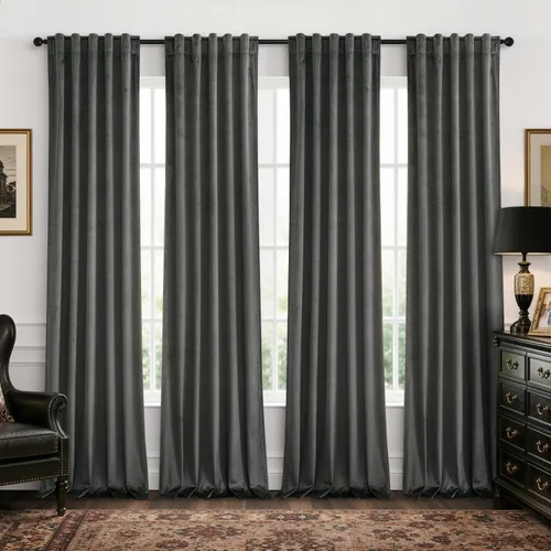 Vista 28 de MIULEE Navy Blue Velvet Curtains 4 Panels Set Back Tab 40 x 96 Inch Long Azul marino