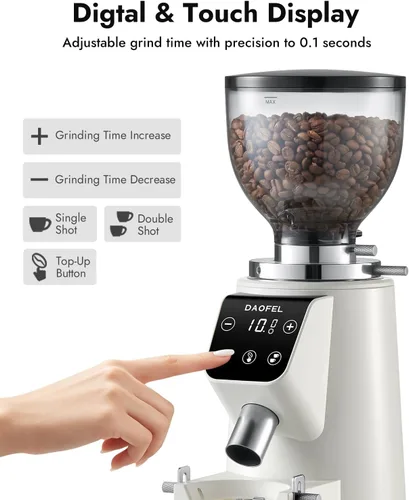 Vista 5 de DAOFEL Molinillo de café eléctrico de rebabas planas de 2.520 in, 100 Marfil
