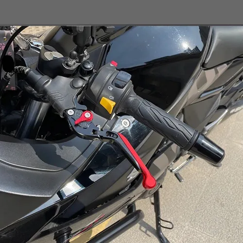 Vista 5 de NIKKHO Palanca de embrague de freno TRK502 motocicleta CNC ajustable extensible manillar palanca de embrague de freno plegable para Be&Nelli Jinpeng