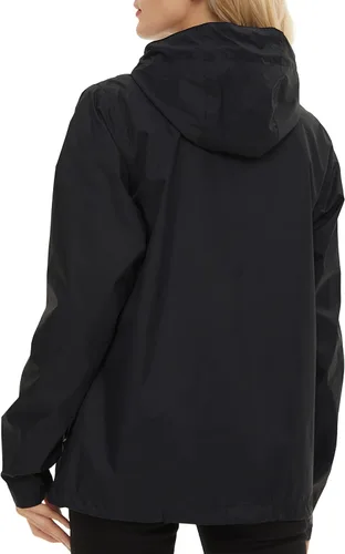 Vista 5 de Chaqueta de lluvia para mujer ligera impermeable con capucha cortavientos ajustable rompevientos