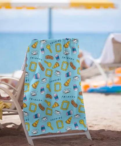 Vista 2 de LOGOVISION Toalla de playa con licencia oficial de Friends Food Pattern de 30 x 60 pulgadas