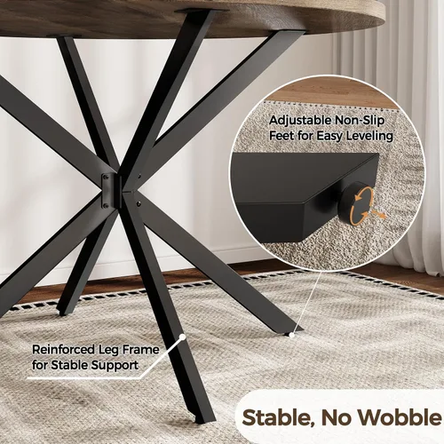 Vista 4 de Vantic Mesa de comedor redonda de 47 pulgadas para 4-6 personas, mesa de cocina de madera de granja para espacios pequeños, mesa de comedor circular