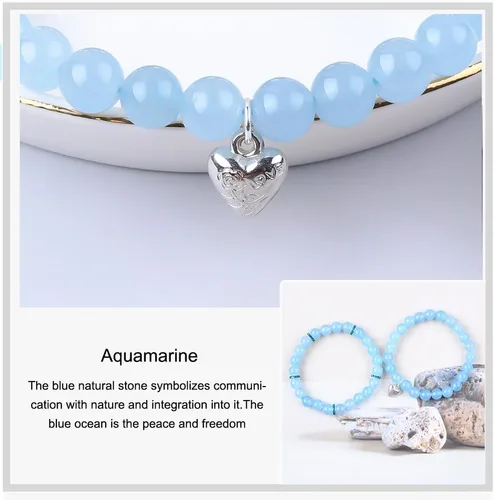 Vista 6 de 2 pulseras de cuentas naturales para mujer, gemas semipreciosas, pulseras de cristal curativo de 0.315 in con tarjetas, pulsera elástica ajustable