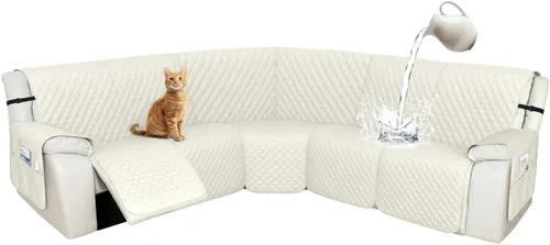 Vista 32 de Arfntevss Fundas de sofá modular reclinable, 100% impermeable, en forma de L, para sillón reclinable en forma de L, funda seccional lavable