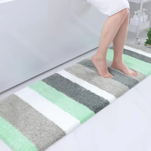 Vista 10 de Buganda - Alfombras de baño de microfibra con rayas, extra gruesas, suaves y peludas, absorbentes, lavables a máquina, para baño, bañera y ducha