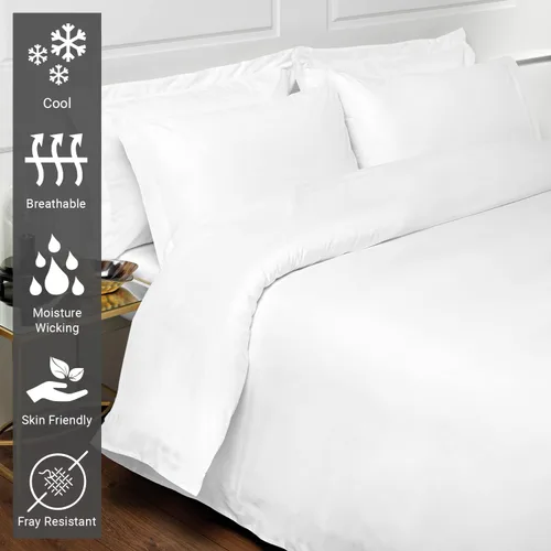 Vista 3 de Juego de funda de edredón de 3 piezas con 2 fundas de almohada, 100% algodón, extra larga, para cama de tamaño individual/individual XL (68 x 90)