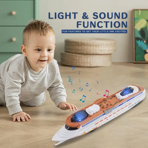 Vista 4 de OTONOPI Modelo de Buque de Crucero Juguete Transatlántico Barco de Juguete con Luz y Sonido para Niños, Niños Pequeños, Niños, Niñas, Adultos Edad