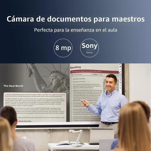 Vista 2 de Cámara de documentos USB INSWAN INS-1 — 8MP Ultra HD, enfoque automático, LED, micrófono incorporado, compatible con Windows, Mac, iPad, Chromebook
