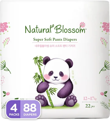 Vista 9 de Natural Blossom Pañales para bebé Ultradelgados, hipoalergénicos, súper suaves, veganos, talla 4 (2T-3T, 20-31 libras) 96