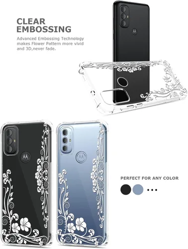 Vista 2 de Funda transparente floral para Moto G Power 2022/Moto G Pure para mujeres/niñas, bonita funda de teléfono, diseño de flores, delgada, suave