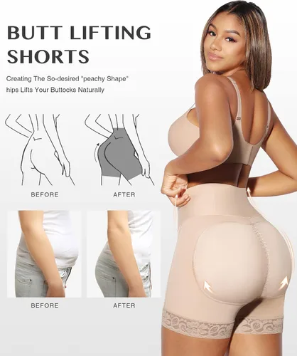 Vista 2 de FeelinGirl Shapewear - Pantalones cortos moldeadores de abdomen con ribete de encaje