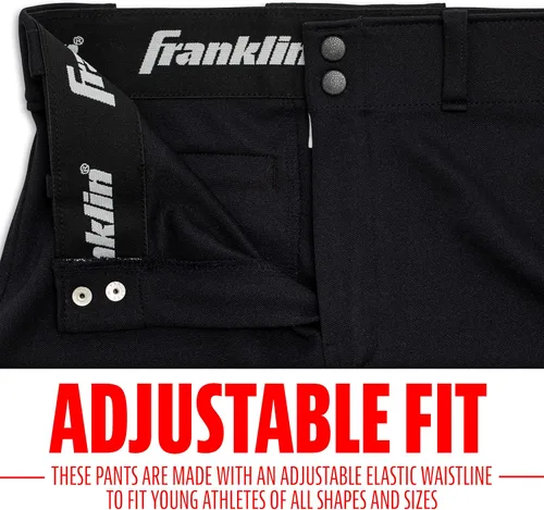 Vista 3 de Franklin Sports Pantalones de béisbol y sóftbol juveniles, hasta la rodilla + pantalones de béisbol de ajuste relajado para niños, color blanco