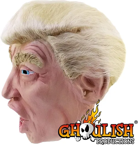 Vista 17 de Máscara de Halloween Trump con cabello para adultos, Beige