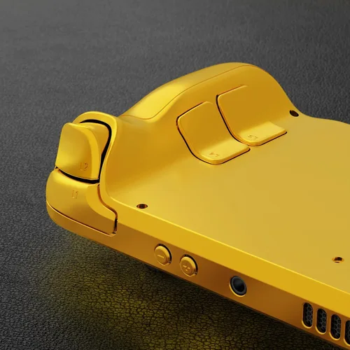 Vista 7 de eXtremeRate Juego completo de carcasa de bricolaje con botones para Steam Deck LCD, placa frontal personalizada de repuesto para Steam Deck LCD, oro