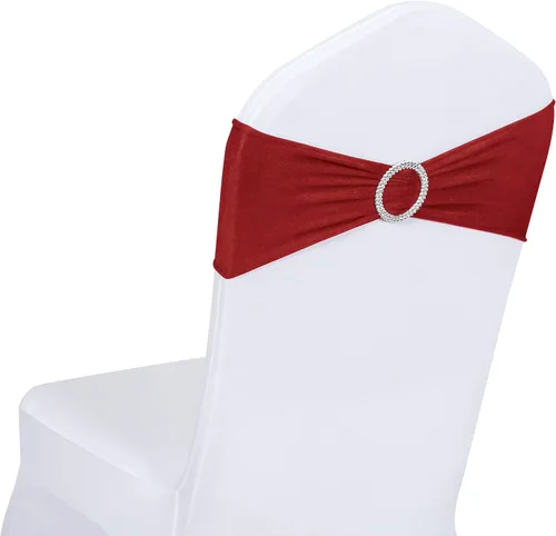 Vista 16 de Obstal 10 cintas elásticas de elastano para sillas de recepción de boda, bandas elásticas universales para silla con hebilla deslizante
