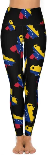 Vista 2 de Pantalones de yoga con diseño de bandera de Venezuela para mujer, leggings de cintura alta, pantalones de entrenamiento casuales con bolsillos