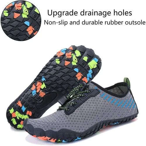 Vista 5 de MAYZERO Zapatos de agua para hombres y mujeres, zapatos de surf, playa, piscina, zapatos de punta ancha, senderismo, zapatos de agua, zapatillas