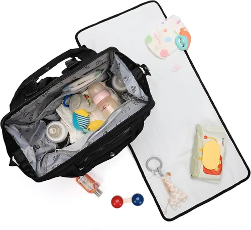 Vista 4 de BELALIFE Mochila para pañales para bebés, mochila de viaje para mamás papás, con cambiador, soportes para botellas aislados y correas