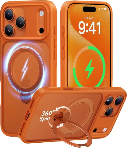 Vista 28 de CASEKOO Funda negra para iPhone 17 con soporte magnético giratorio de 360 grados
