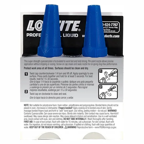 Vista 3 de Loctite Super Glue - Líquido profesional, transparente, botella de 0.7 onzas líquidas, paquete de 2 – Superpegamento para plástico, madera, metal