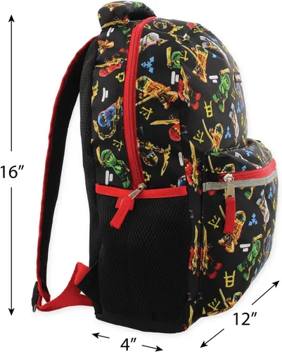Vista 4 de Lego Minifigures - Mochila escolar de 16 pulgadas para niño y niña Lego Ninjago Classic