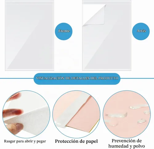 Vista 3 de 100 bolsillos autoadhesivos para exhibición, fundas de papel de 8.5 x 11 pulgadas para comunicación de pared y puerta, protectores de hojas
