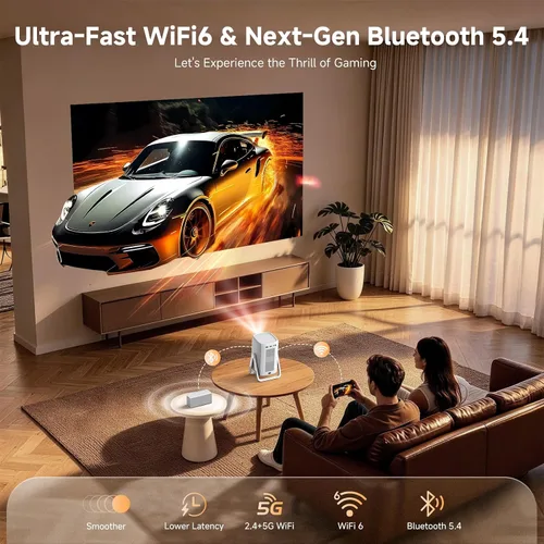 Vista 8 de Proyector 4K para Exteriores [Lanzamiento Corto/1200ANSI/Aplicaciones Integradas] con WiFi y Bluetooth, Proyector de Enfoque Automático con Soporte