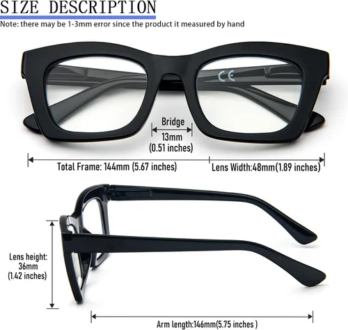Vista 5 de Gafas de lectura para mujer, bloqueo de luz azul, elegantes y de gran tamaño, bisagra de resorte