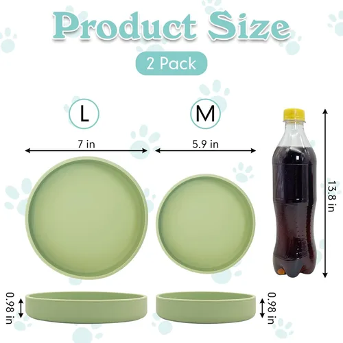 Vista 2 de Tazón de silicona poco profundo para perros, tazones de comida para gatos de 7 pulgadas, platos planos para cachorros, lindos platos para fatiga