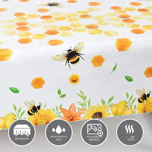 Vista 4 de WERNNSAI Mantel de abeja – 1 paquete de 108 x 54 pulgadas, mantel de abeja de abeja, decoración de baby shower, mantel de panal para niños y niñas