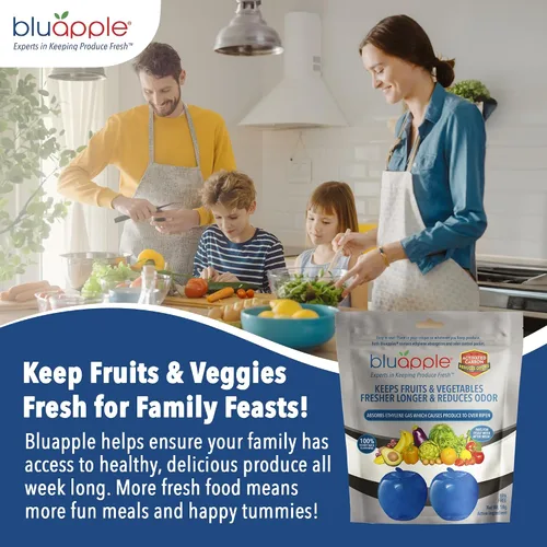Vista 5 de Bluapple - Preservador de frescura con carbono, prolonga la vida de frutas y verduras al absorber el gas de etileno, mantiene los comestibles más