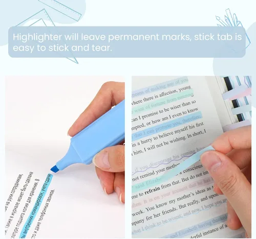 Vista 6 de NEWEST 960 tiras de resaltador transparentes para leer, pestañas de resaltador extraíbles degradadas para anotar libros, notas adhesivas de página