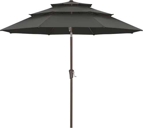 Vista 29 de ABCCANOPY Sombrilla solar de patio de 3 niveles de 11 pies, 32 luces LED Beige