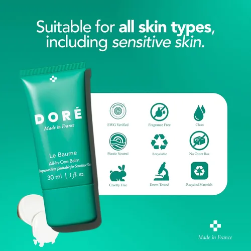 Vista 5 de Doré - Le Baume - Bálsamo todo en uno Bálsamo hidratante facial sin fragancia para pieles sensibles Hidratante labial multiusos para mujeres