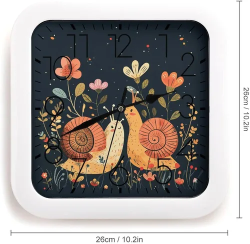 Vista 2 de 10" Square Modern Wall Clock,Animal Depiction Style Print Kitchen Clocks Wall Battery Operated,Silent Non Ticking Unique Funny Cute Wall Clock for