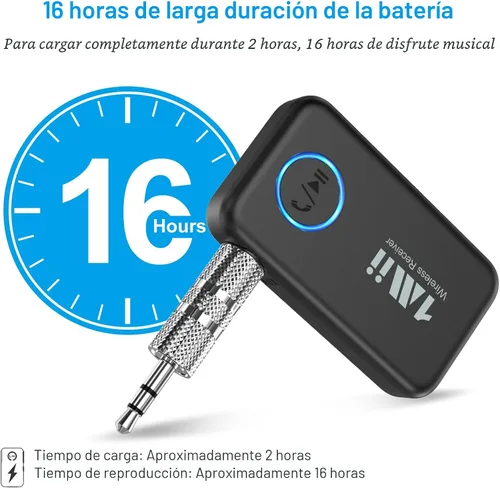 Vista 6 de 1Mii Receptor de música Bluetooth 5.3 para estéreo de coche/hogar, adaptador Bluetooth auxiliar para automóvil con control de volumen, soporta