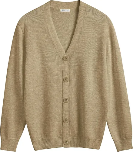 Vista 7 de COOFANDY Suéter de punto con cuello en V para hombre, casual, ligero, con botones