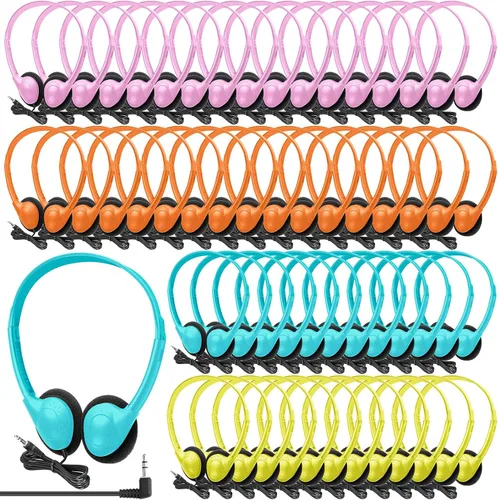 Vista 11 de Frienda Paquete de 48 auriculares para el aula, auriculares escolares con cable para estudiantes, auriculares estéreo con enchufe de 0.138 in